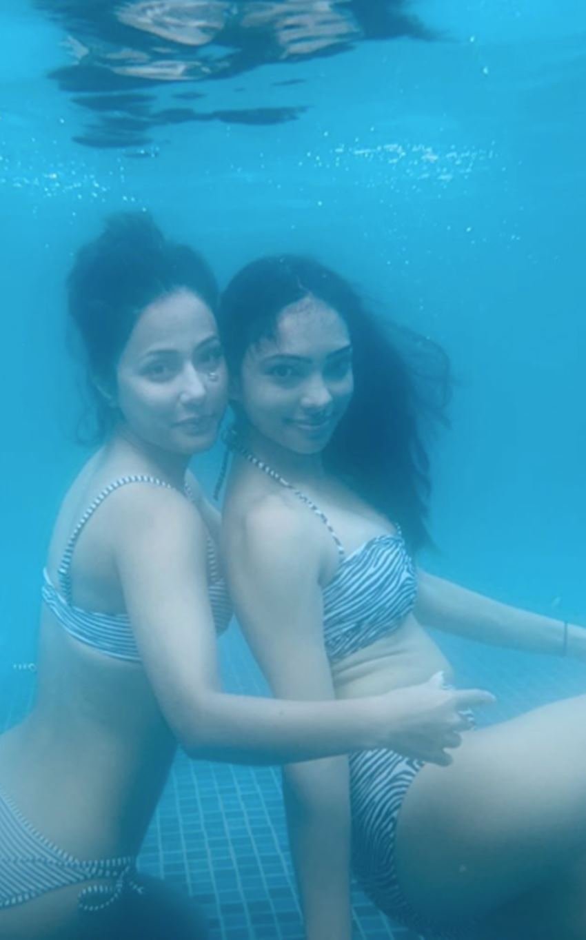 Hina Khan, Pooja Banerjee, Erica Fernandez, Erica Fernandez enjoying underwater, Erica Fernandez hot pictures, Erica Fernandez, hina khan and Erica Fernandez, pictures of Erica Fernandez, Kasautii Zindagii Kay actresses in swimming pool, Erica Fernandez doing fun, Erica Fernandez and hina khan having fun together, entertainment news, bollywood news, television news, entertainment news,