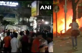 Loksabha Elections 2019, Amit Shah, BJP, Roadshow, Kolkata, West Bengal, Clash, Sticks, Fire, Amit Shah, BJP, Mamata Banarjee, TMC, Video, ANI, India News, National News, Hindi News