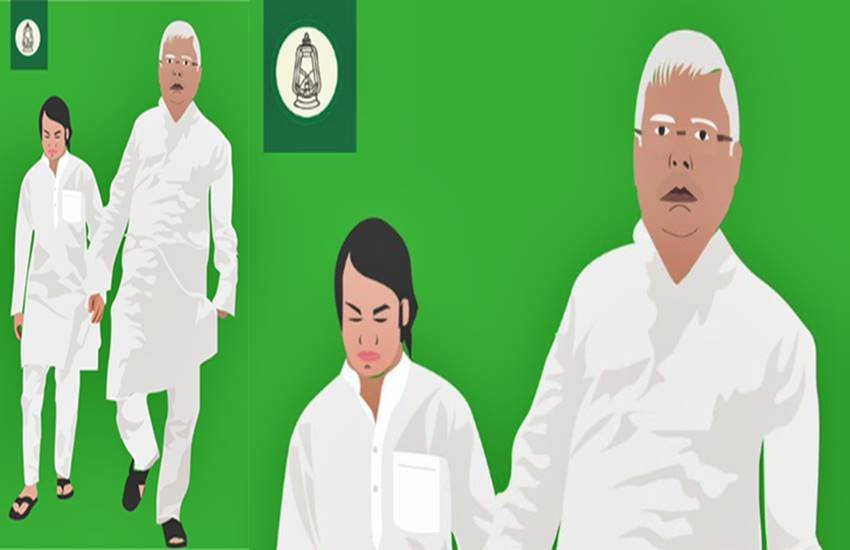 तेज प्रताप यादव और लालू प्रसाद यादव, फोटो सोर्स- ट्विटर (@TejYadav14)