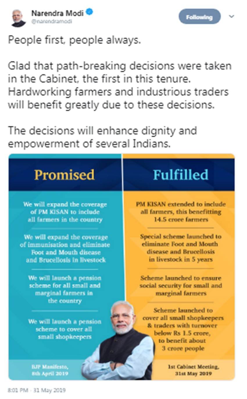 PM Narendra Modi New Government First Press Conference, PM Modi New Government First Press Conference, Narendra Modi Cabinet, Extension, Pradhan Mantri-Kisan Yojana, Farmers, Benefit, Union Minister of Agriculture and Farmer Welfare, Narendra Singh Tomar, Prakash Javdekar, Union Minister, Union Budget, National News, India News, Hindi News