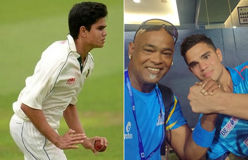 विनोद कांबली और अर्जुन तेंदुलकर। (फोटो सोर्स- ट्विटर)