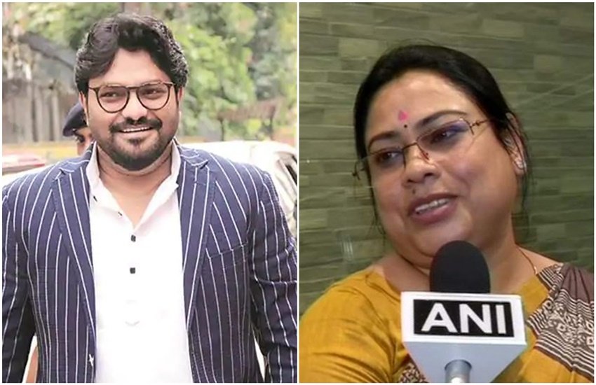 बाबुल सुप्रियो और देबश्री चौधुरी (फोटो सोर्स: ANI, इंडियन एक्सप्रेस)
