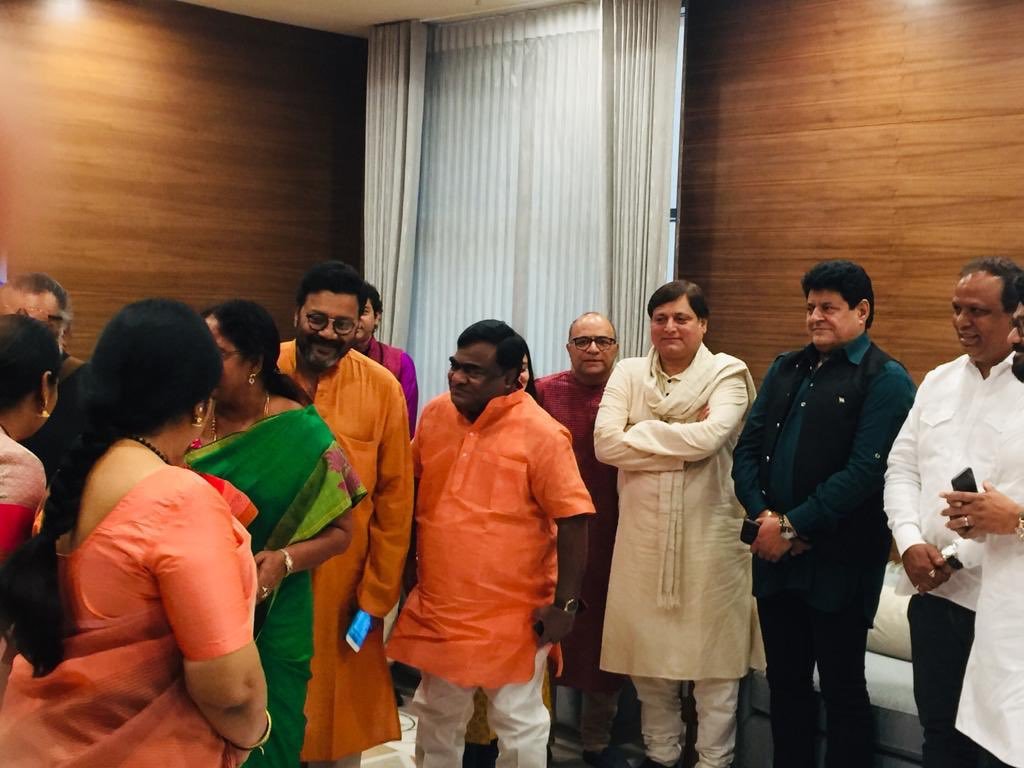 narendra modi, celebrities with namo, film personalities, boney kapoor, jaya prada, prahlad kakkar, poonam dhillon, babul supriyo, sai kumar, babu mohan, manoj tiwari and kavitha, pm modi, celebrities with namo event, celebrities with namo news, celebrities with namo photos"