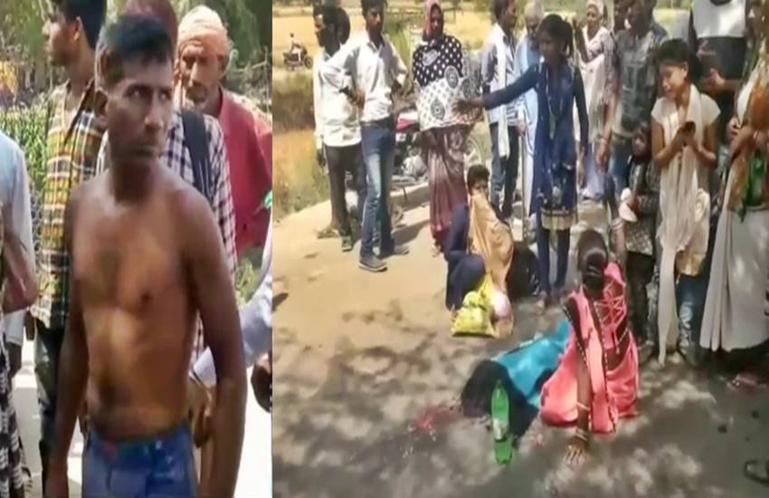 आरोपी और घटना पर बच्ची के साथ मां, फोटो सोर्स- स्थानीय