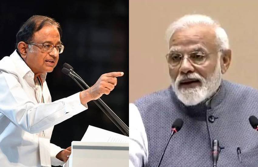 पी चिदंबरम और नरेंद्र मोदी।