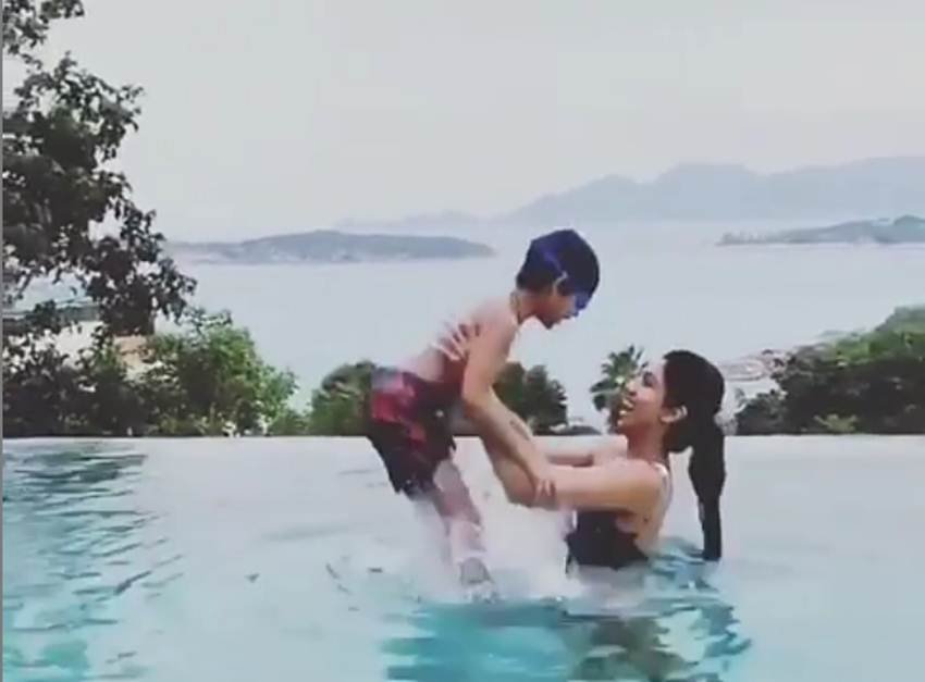 shilpa shetty thailand vacation, shilpa shetty pool picture, shilpa shetty son, viaan raj kundra, shilpa shetty vacation photos, shilpa shetty koh samui, raj kundra, शिल्पा शेट्टी, वैकेशन, वियान