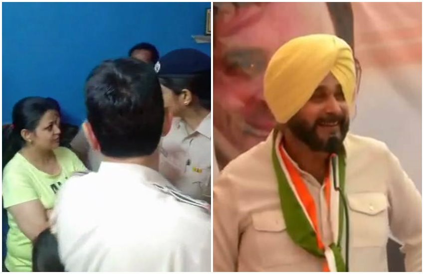 नवजोत सिंह सिद्धू की सभा में महिला ने फेंकी चप्पल 
फोटो सोर्स- एएनआई 