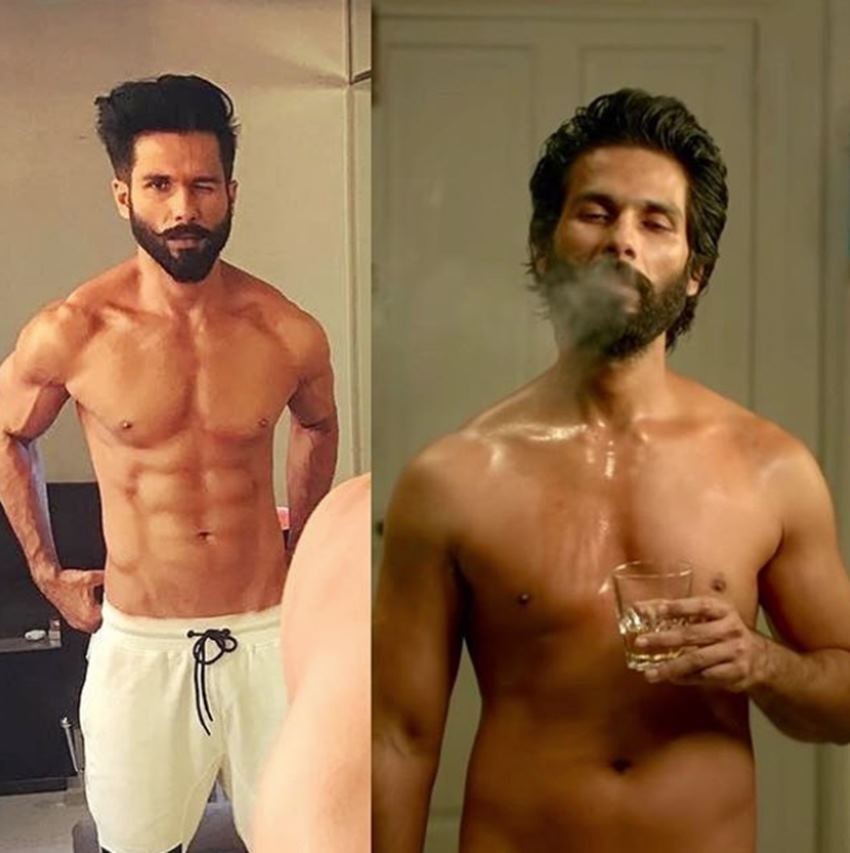 शाहिद फिट और फैट दो विंडोज में दिखाई दे रहे हैं। फिल्म 'कबीर सिंह' के लिए शाहिद ने 14 किलो वजन बढ़ाया था।
