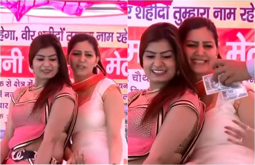 Sapna Choudhary, Sapna Choudhary dancing with Mounika Choudhary, Mounika Choudhary with Sapna Choudhary, Sapna choudhary on Live stage Performance, people reacting and showering money on Sapna Choudhary, entertainment news, bollywood news, television news