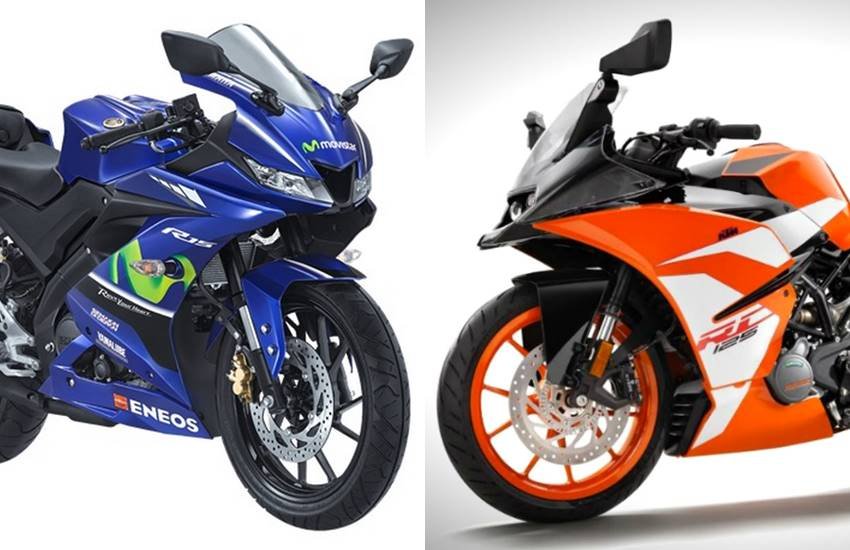 KTM RC 125 VS Yamaha YZF-R15 V3.0, KTM RC 125 vs Yamaha R15, KTM RC price, KTM RC 125 features, KTM RC 125 detail, Yamaha YZF-R15 price, Yamaha YZF-R15 speed, yamaha bikes, ktm bikes