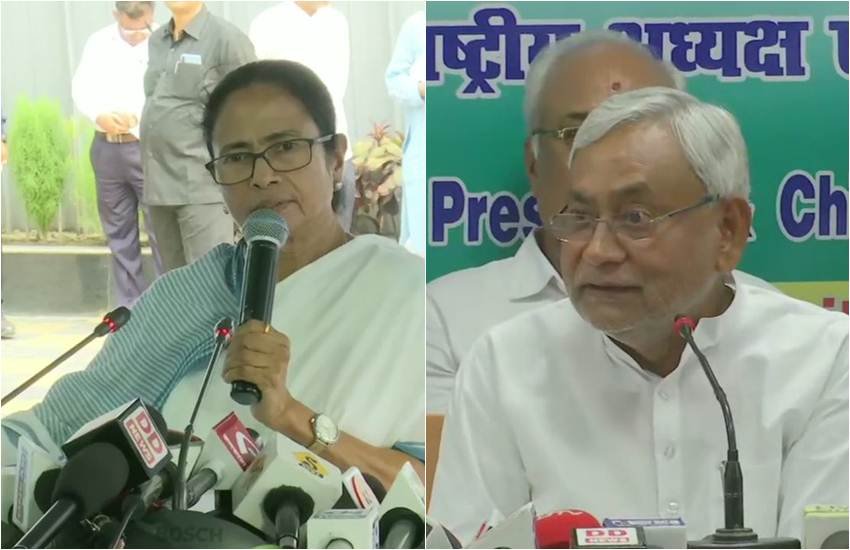 पश्चिम बंगाल की मुख्यमंत्री ममता बनर्जी और बिहार के मुख्यमंत्री नीतीश कुमार। (Photo: ANI)