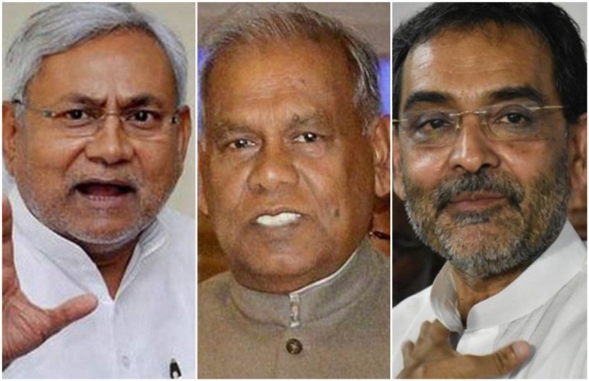 नितिश कुमार, जीतन राम मांझी और उपेंद्र कुशवाहा (फोटो सोर्स: इंडियन एक्सप्रेस)