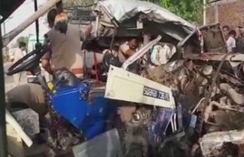 truck rammed truck trolley