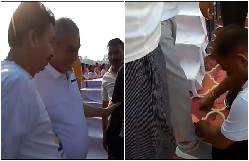 यूपी मंत्री लक्ष्मी नारायण का वीडियो वायरल (फोटो सोर्स: ANI)