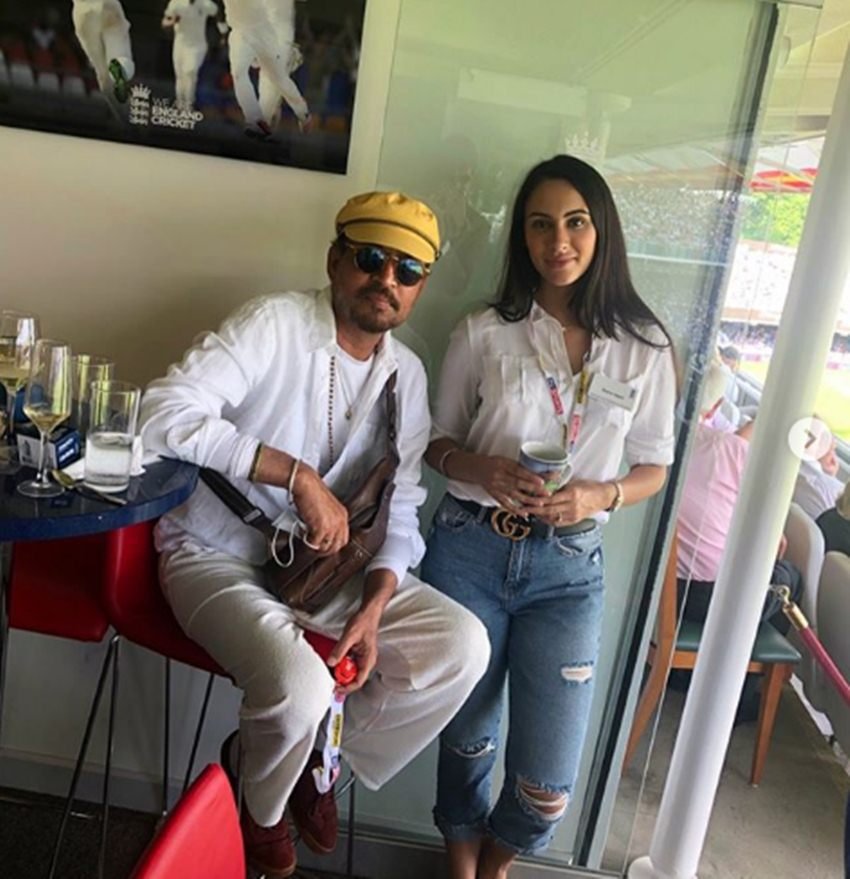 लॉर्ड्स के मैदान में बॉलीवुड एक्टर इरफान खान के साथ डियेना।