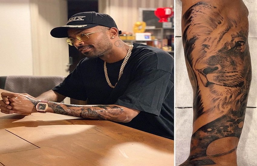 पांड्या ने अपने बाएं हाथ में एक शेर बनवाया है। (pc-Instagram/hardikpandya)