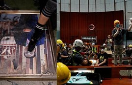 Hong Kong Parliament Protest, Hong Kong Parliament, Parliament Protest, Protesters, Seiz, Parliament, Parliament Chamber, Spray, Walls, Graffiti, Police, Fire, Tear Gas, Hong Kong, International News, Hindi News