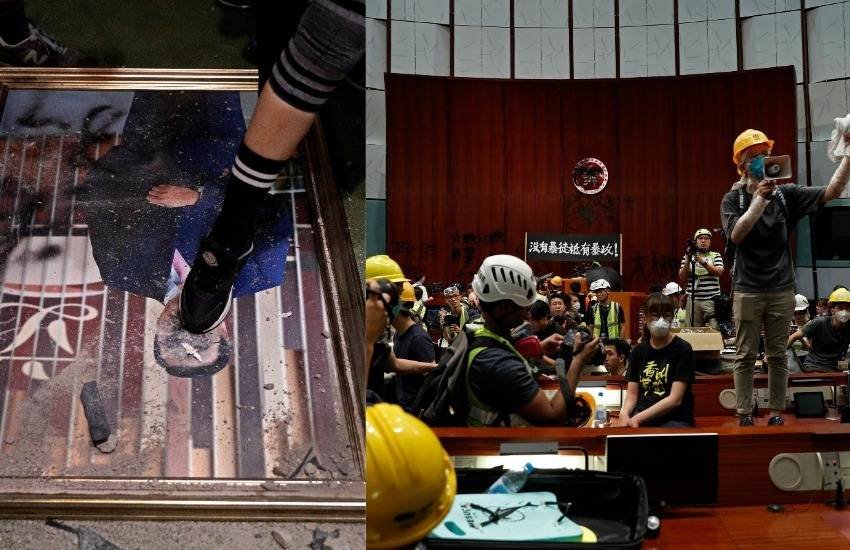 Hong Kong Parliament Protest, Hong Kong Parliament, Parliament Protest, Protesters, Seiz, Parliament, Parliament Chamber, Spray, Walls, Graffiti, Police, Fire, Tear Gas, Hong Kong, International News, Hindi News