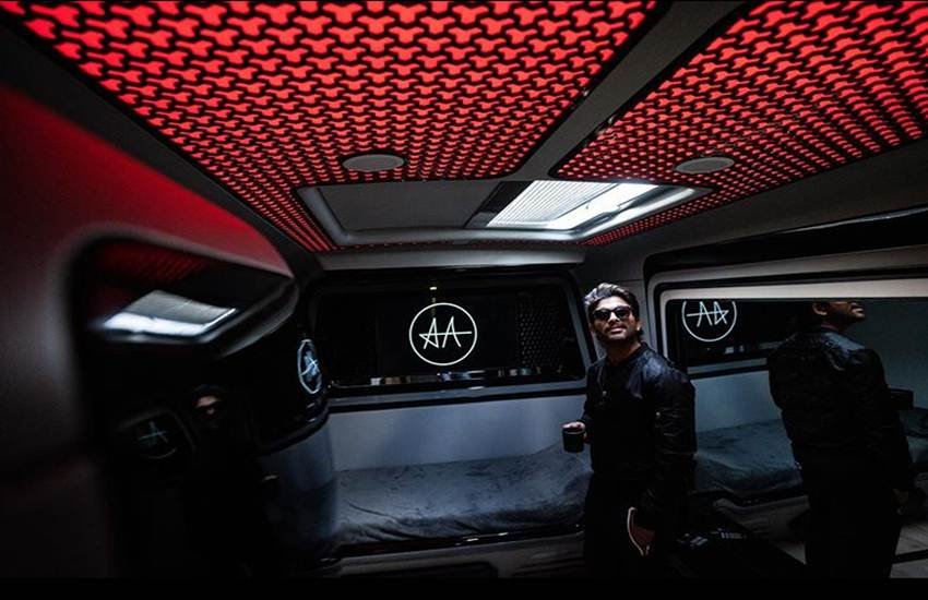 allu arjun, allu arjun vanity van, allu arjun cars, allu arjun car collection, allu arjun new car, allu arjun, automobile,latest news, అల్లు అర్జున్ క్యారవాన్, పూజా హెగ్డే , త్రివిక్రమ్, అల్లు అర్జున్