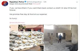 Rajasthan Police, smack, tweet, troll, social media, Assam police, Mumbai police, Banglore police, ganja, cm gahlot, congress