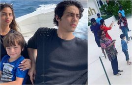 Shahrukh Khan, Shahrukh Khan In Maldives, Shahrukh Khan with family In Maldives, SRK MaldiveS Holidays wit Family, Shahruk son abram, Abram and Aryan Having Cute Fight in a Mid Way, Shahrukh Sons Fighting in Maldievs, entertainment news, Bollywood news, Television news, entertainment news
