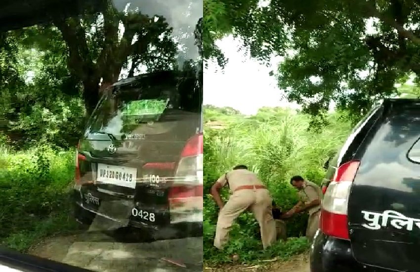 डायल 100 में सुनील और राजेश नाम के सिपाही तैनात है। दोनों सिपाही नशे की हालत में इनोवा कार की आगे की सीट पर बैठने के लिए भिड़ गए। pic. credit- ani