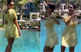Nora Fatehi, Nora Fatehi Pool Dance, Nora Fatehi Belly Dance, Nora Fatehi Amazing Dance Video, Nora Fatehi Sexy moves, watch Video of Nora Fatehi, entertainment news, Bollywood news, Television news, entertainment news