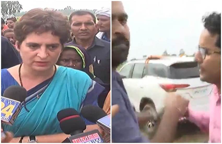 उत्तर प्रदेश के सोनभद्र के उम्भा गांव में कांग्रेस समर्थन ने एक मीडियाकर्मी से बदतमीजी की जिसका वीडियो सोशल मीडिया पर वायरल हो रहा है। (फोटो- ANI)
