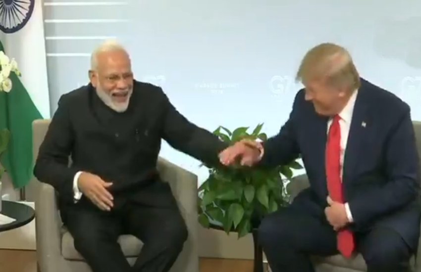 प्रेस कॉन्फ्रेंस के दौरान राष्ट्रपति मोदी और डोनाल्ड ट्रंप। (फोटो-एएनआई)