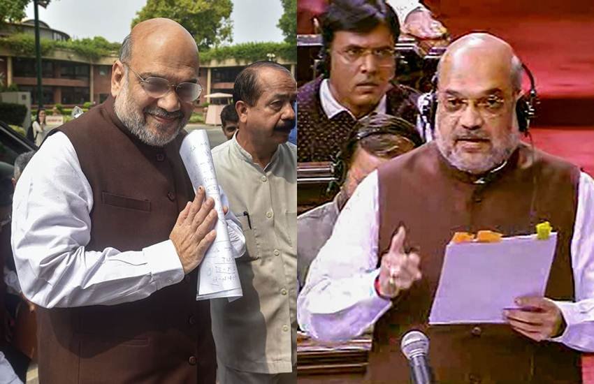 पिछले कुछ दिनों से कश्मीर मसले पर चल रहे सस्पेंस से केंद्रीय गृहमंत्री अमित शाह ने आज राज्यसभा में पर्दा उठा दिया। अमित शाह ने राज्यसभा में धारा 370 को खत्म करने का संकल्प रखा। उन्होंने कहा कि आर्टिकल 370 की सभी धाराएं जम्मू-कश्मीर में लागू नहीं होंगी। इस प्रपोजल के साथ ही अमित शाह ने राज्यसभा में ये भी बताया कि अब जम्मू कश्मीर के पास राज्य का दर्जा नहीं रहेगा। जम्मू-कश्मीर केंद्रशासित प्रदेश कहलाएगा। साथ ही अब से लद्दाख भी अलग केंद्रशासित राज्य होगा। आज सुबह से ही मीडिया की निगाहें अमित शाह पर थीं। कभी वह मीडिया के सामने मुस्कुराते दिखे तो कभी संसद में विरोधियों पर गरम होते भी दिखें। (Photo Source: PTI)