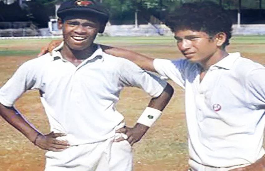 विनोद कांबली और सचिन तेंदुलकर। (फोटो सोर्स- ट्विटर)