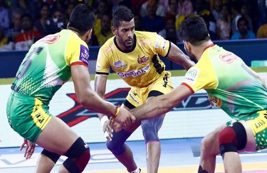 pro kabaddi league: तेलुगू टाइटंस और यूपी योद्धा के बीच खेला गया मैच ड्रा हुआ। (twitter) 