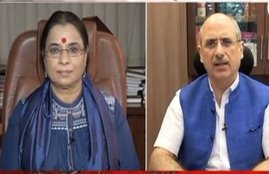 Aaj Tak, Aaj Tak channel, aaj tak debate, anjana om kashyap, Nalin Kohli, BJP, women panelist, unnao rape case, kuldeep singh sengar, supreme court, sc, cji, ranjan gogoi