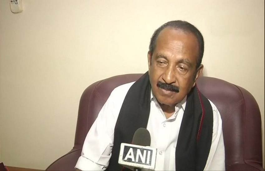 मरुमलारची द्रविड़ मुनेत्र कषगम (MDMK) चीफ और राज्यसभा सांसद वायको ने विवादित बयान दिया है।(फोटो-ANI)