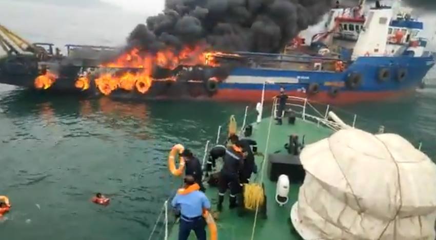 Andhra Pradesh, Coast Guards, coastal fire, fire, jaguar, sea, support vessel, visakhapatnam