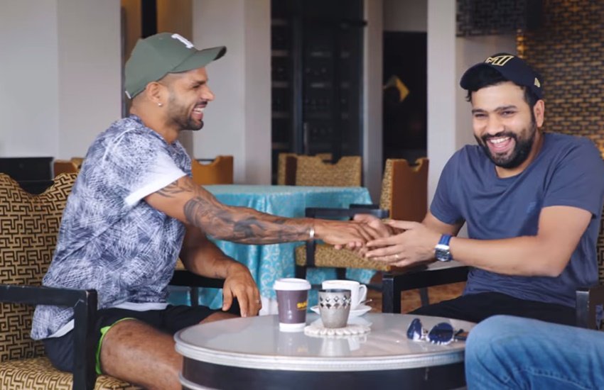 शो के दौरान शिखर धवन और रोहित शर्मा (फोटो सोर्स- Breakfast with Champions)