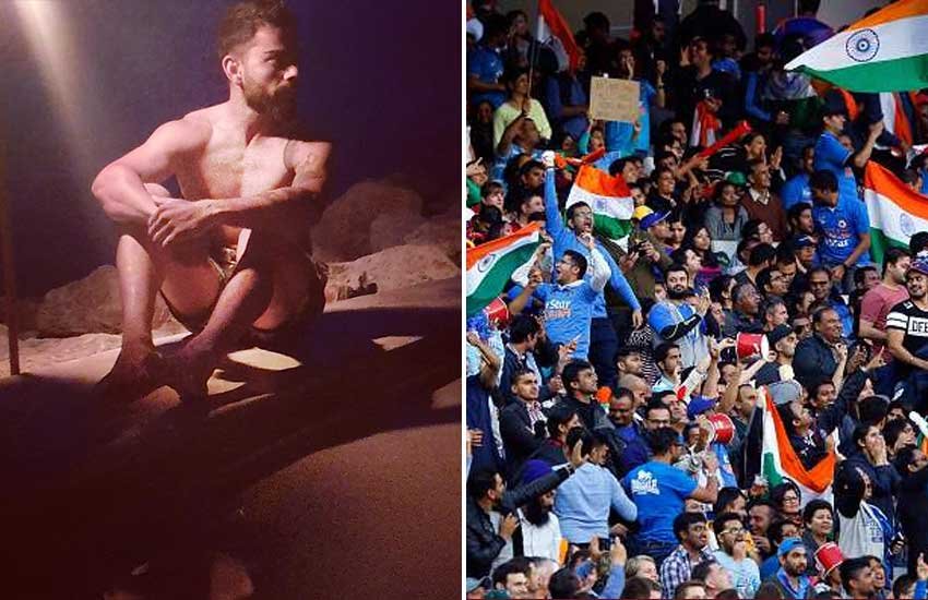 भारतीय कप्तान विराट कोहली और क्रिकेट फैंस। भारतीय कप्तान विराट कोहली और क्रिकेट फैंस।