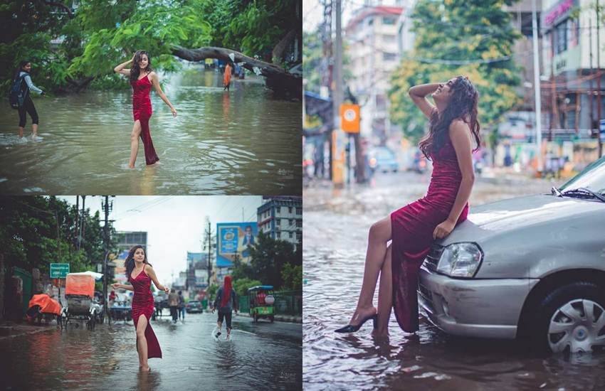 बिहार के पटना समेत कई जिलों में बाढ़ की चिंताजनक तस्वीरों के बीच एक फोटोशूट जमकर वायरल हो रहा है। इस फोटोशूट में एक लड़की मरून ड्रेस में बाढ़ के पानी में पोज देते दिख रही है। ये तस्वीरें जब सोशल मीडिया में आईं तो कुछ लोगों ने कमेंट करते हुए आपत्ति जताई। ऐसे लोगों का कहना था कि जहां बाढ़ से लोगों का घर-बार छिन गया है वहीं कुछ लोग इसमें भी मौका तलाश कर मॉडलिंग कर रहे हैं। लेकिन जैसे ही इस फोटोशूट का मकसद सामने आया लोग तारीफ करने लगे। आइए जानते हैं क्या था इस फोटोशूट का मकसद जिसे जान सब इसकी तारीफ कर रहे हैं। (All Pics: @sauravanuraj/instagram)