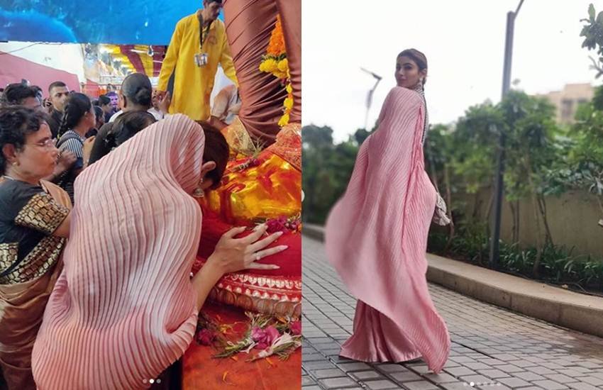 टेलीविजन की नागिन के नाम से मशहूर मौनी रॉय की लेटेस्ट तस्वीरें उनके फैंस का दिल जीत रही हैं। मौनी गुरुवार को मुंबई के लालबाग के राजा के दर्शन को पहुंचीं। बप्पा के दर्शन करने आईं मौनी साड़ी में दिखीं। पिंक साड़ी और ब्लैक ब्लाउज में मौनी बेहद खूबसूरत लग रही थी। साड़ी में अपनी तस्वीरें मौनी ने अपने सोशल मीडिया अकाउंट्स से भी शेयर किये है। (All Pics: Mouni Roy Instagram)