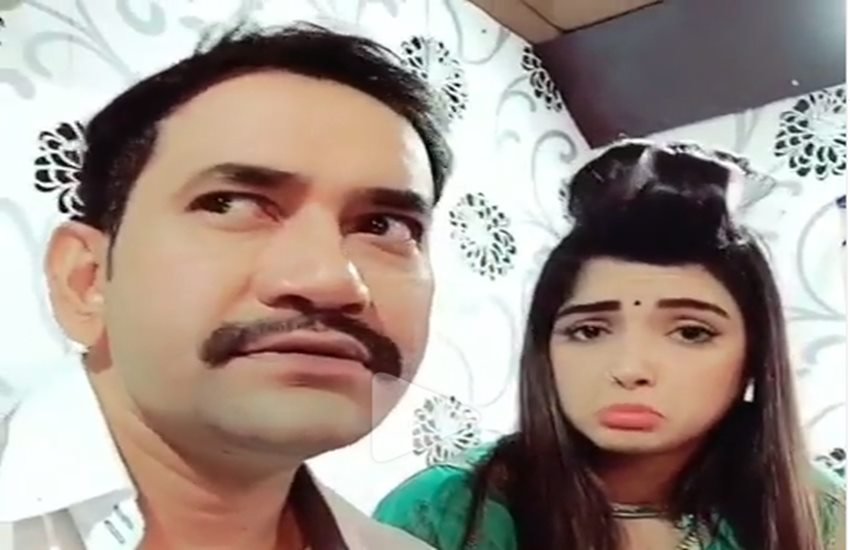 आम्रपाली दुबे संग निरहुआ। फोटो- वीडियो स्नैप शॉट।