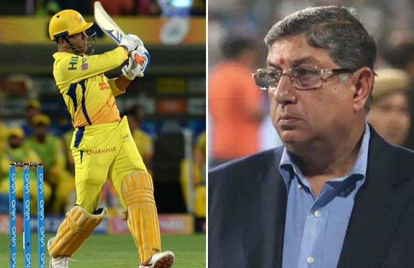 एम एस धोनी और एन श्रीनिवासन।