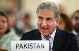 Pakistan foreign minister Shah Mehmood Qureshi addresses the United Nations Human Rights Council in Geneva