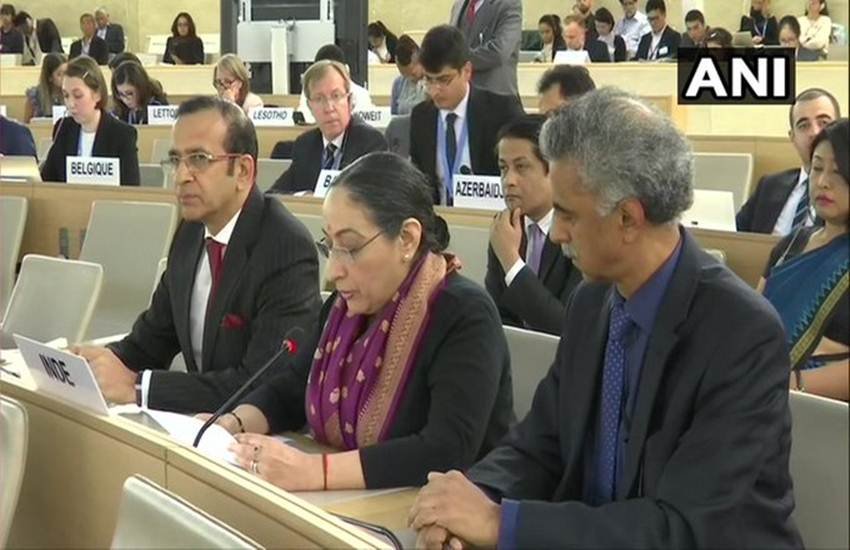 जिनेवा स्थित UNHRC में भारत ने पाकिस्तान को बेनकाब कर दिया। (फोटो क्रेडिट/ ANI ट्विटर हैंडल) 
