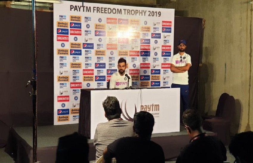 प्रेस कांफ्रेंस के दौरान विराट कोहली (फोटो सोर्स-bcci twitter)