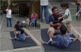 Taimur Ali Khan, Tik tok Video: Taimur tiktok video, Kareena Kapoor Khan, Kareena Cute Baby Boy Taimur, Taimur Ali Khan in a Joy Mood, Taimur With Yoga Teacher, Taimur Yoga Teacher, Tusshar Kapoor Son, entertainment news, bollywood news, television news