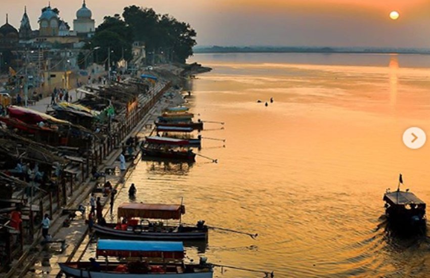 अयोध्या का सरयु घाट (फोटो सोर्स -इंडियन एक्सप्रेस)
