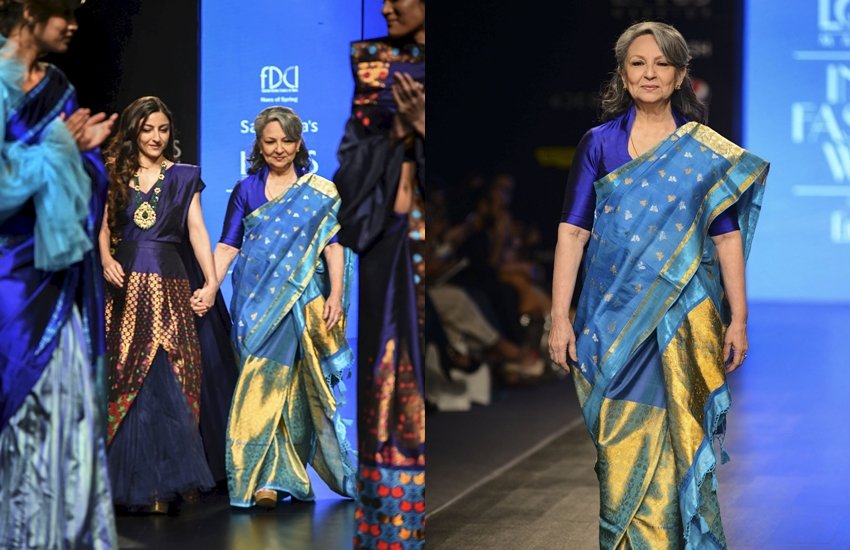 अपने जमाने की मशहूर अदाकारा शर्मिला टैगोर काफी लंबे अर्से बाद रैम्प पर अपना जलवा बिखेरती नजर आईं। इस मौके पर उनका साथ दिया उनकी अभिनेत्री बेटी सोहा अली खान ने। मौका था लोटस फैशन वीक 2 का। इस रैम्प वॉक की तस्वीरें सोशल मीडिया में वायरल हो रही हैं। लोग मां बेटी की इस जोड़ी को रैम्प पर एक साथ देख काफी एक्साइटेड हैं और कमेंट में दोनों की जमकर तारीफ कर रहे हैं। सोहा अली खान ने भी अपनी मां के साथ रैम्प वॉक की तस्वीरें अपने इंस्टाग्राम अकाउंट से शेयर की हैं। देखें तस्वीरें(All Photos: Soha Ali Khan Instagram):