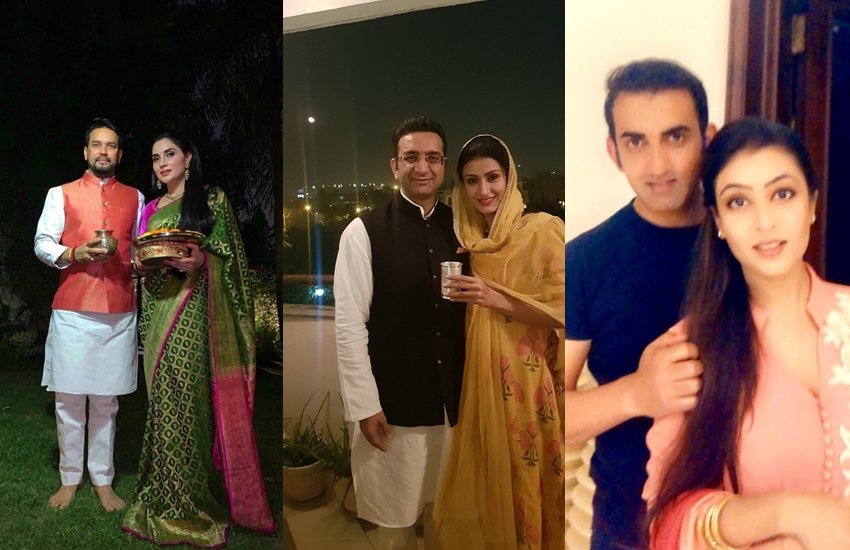 17 अक्टूबर को देशभर में तमाम सुहागिनों ने अपने पति की लंबी उम्र के लिए करवा चौथ का व्रत रखा। शादीशुदा जोड़ों ने करवा चौथ के मौके पर अपनी तस्वीरें भी सोशल मीडिया में शेयर कीं। ऐसा करने वालों में आम से खास तक शामिल रहे। फिल्म स्टार्स से क्रिकेटर्स और सैनिकों से रातनेताओं तक ने करवा चौथ के मौके पर अपने पार्टनर के साथ अपनी तस्वीरें सोशल मीडिया में शेयर कीं। फिलहाल हम डालते हैं नजर भारतीय जनता पार्टी के उन नेताओं पर जिन्होंने अपनी पत्नी के साथ तस्वीर शेयर करते हुए अपने प्यार को बयां किया। (All Pics: Twitter)