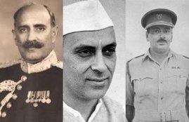 Jawaharlal Nehru, General Cariappa, General Nathu Singh, General Rajendrasinhji,