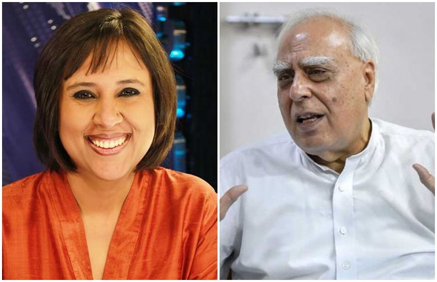 वरिष्ठ टीवी पत्रकार बरखा दत्त और वरिष्ठ कांग्रेस नेता कपिल सिब्बल। 
